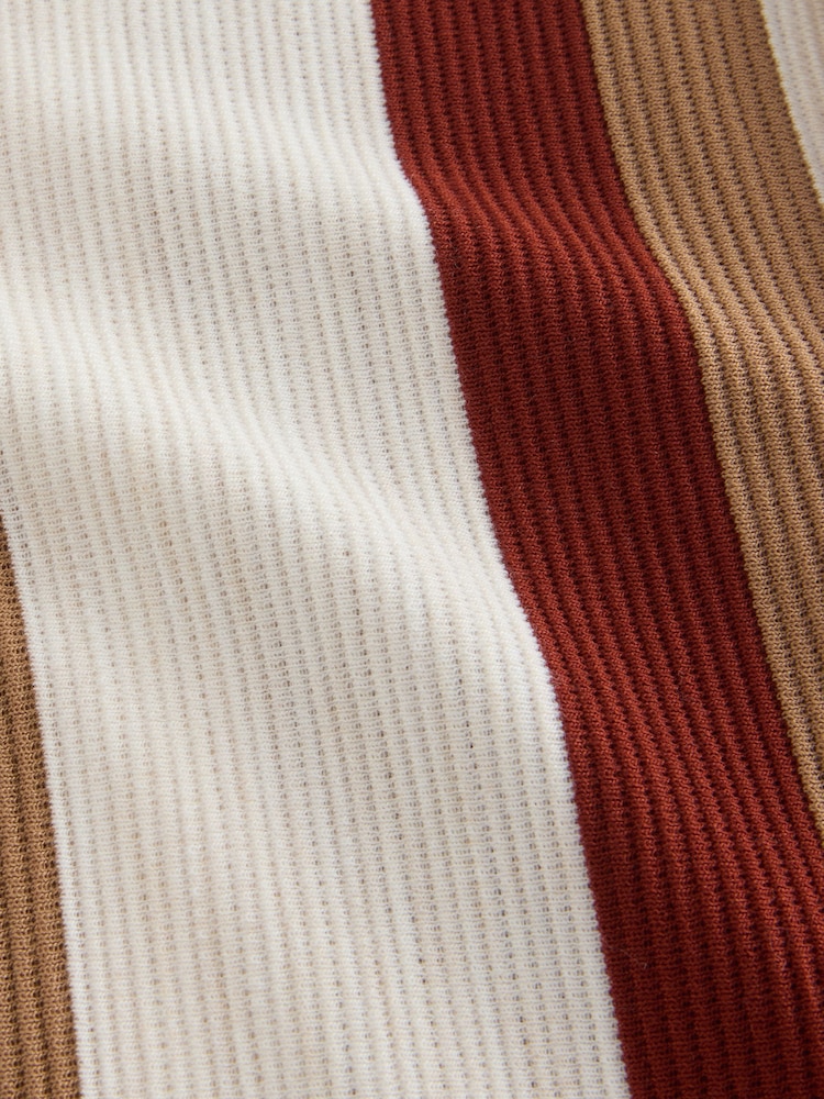 Rust Brown / White Regular Fit 100% Cotton N. Premium Short Sleeve Geometric Print Jersey Smart Shirt - Image 7 of 7