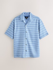 Lys Blå - 100% Bomull N. Premium kortermet jerseyskjorte med geometrisk Print - Bilde 4 av 6