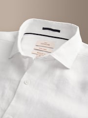 White Regular Fit Signature Basket Weave Linen Long Sleeve Shirt - Image 6 of 7