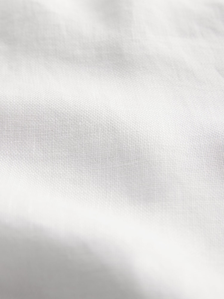 White Regular Fit Signature Basket Weave Linen Long Sleeve Shirt - Image 7 of 7