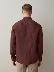 Brown Regular Fit Signature Basket Weave Linen Long Sleeve Shirt - Image 3 of 7