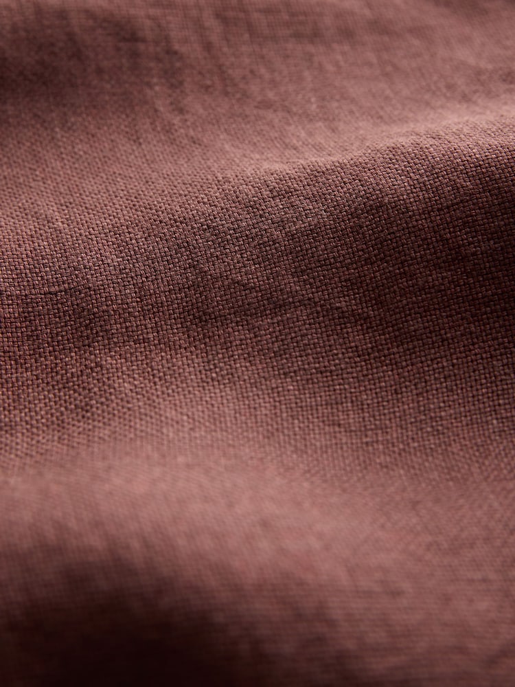 Brown Regular Fit Signature Basket Weave Linen Long Sleeve Shirt - Image 7 of 7