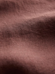 Brun - Chemise à manches longues en lin à tissage panier signature - Image 8 de 8