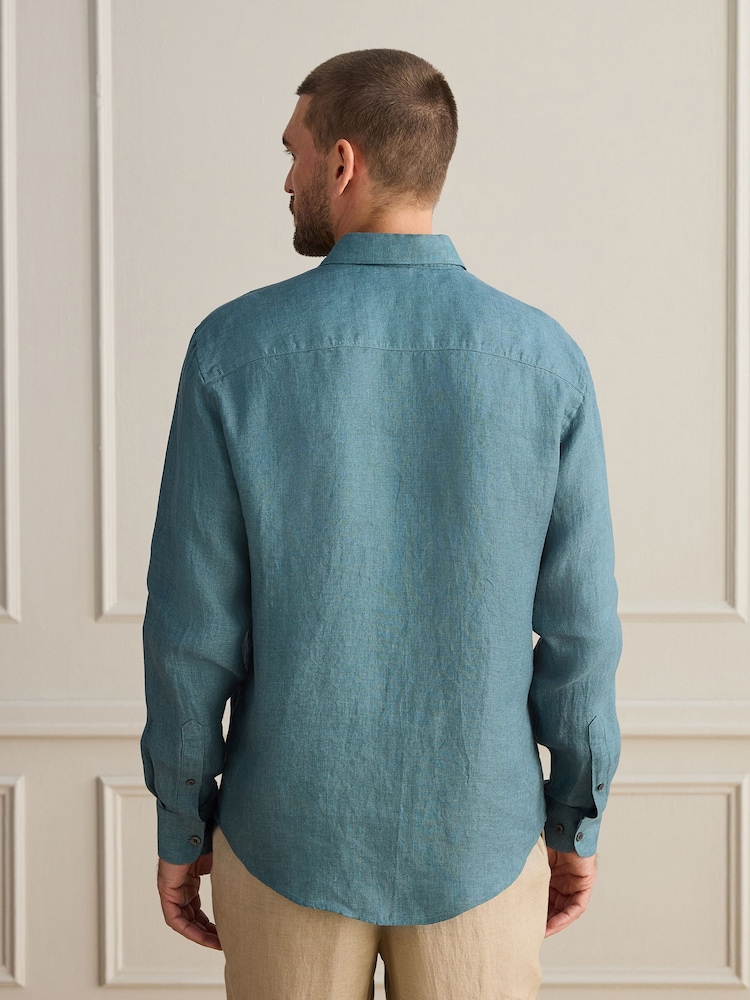 teal long sleeve dress shirt Wrinkle-Free Long-Sleeve Men's Dress Shirt, Midnight Teal