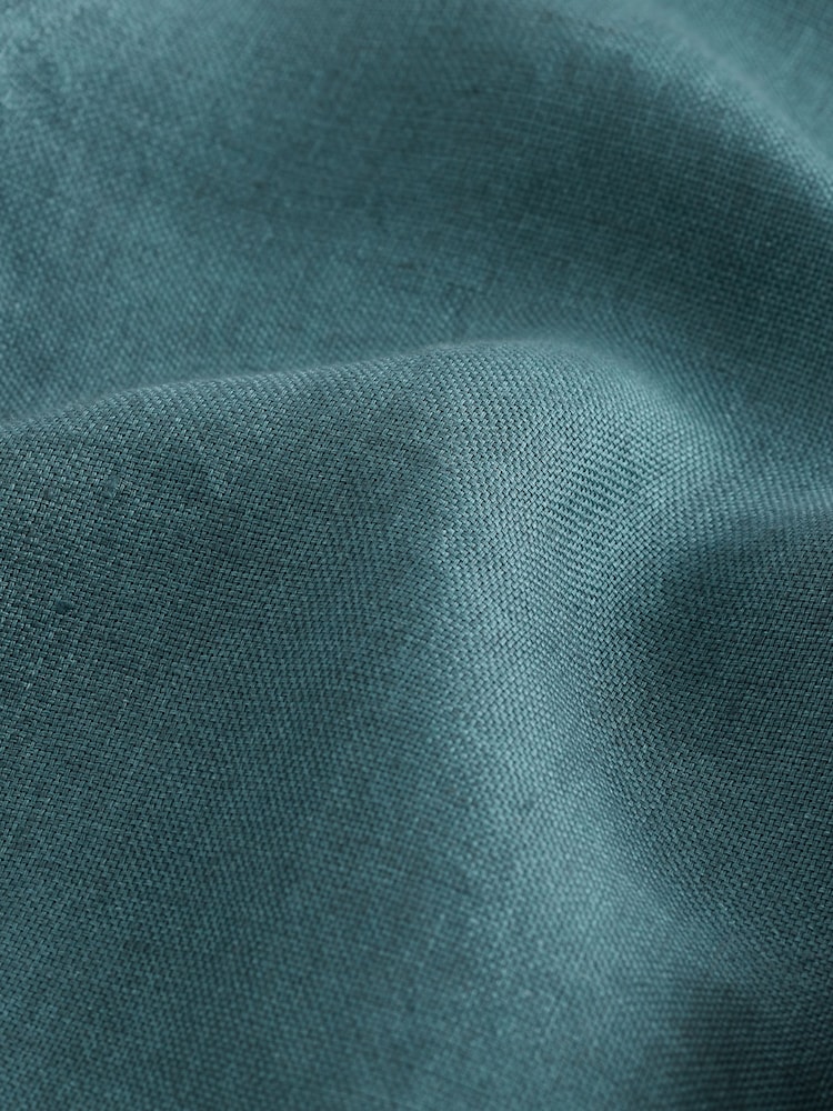 茶蓝色 - 长袖 - Signature Basket Weave 100% Linen Shirt - 9的图像9｝