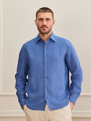 Blue Regular Fit Signature Leomaster Linen Long Sleeve Shirt - Image 1 of 7