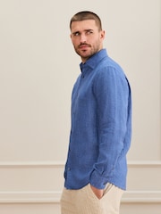 Blue Regular Fit Signature Leomaster Linen Long Sleeve Shirt - Image 4 of 7