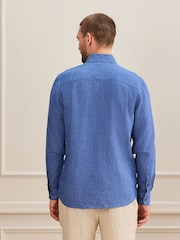 Blue Regular Fit Signature Leomaster Linen Long Sleeve Shirt - Image 5 of 7