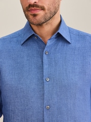 Blue Regular Fit Signature Leomaster Linen Long Sleeve Shirt - Image 6 of 7