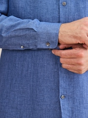 Blue Regular Fit Signature Leomaster Linen Long Sleeve Shirt - Image 7 of 7