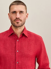 Rojo - Signature Leomaster Linen Long Sleeve Shirt - Imagen 1 de 7