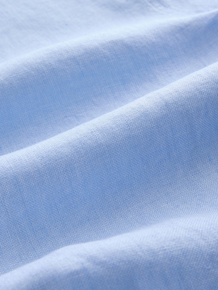 Light Blue Short Sleeve Signature Basket Weave 100% Linen Shirt - Image 8 of 8 Light Blue Short Sleeve Signature Basket Weave 100% Linen Shirt - Image 8 of 8