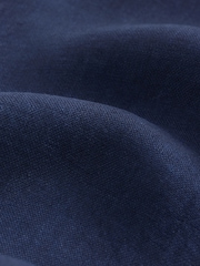 Blue Regular Fit Signature Basket Weave Linen Short Sleeve Shirt - Image 6 of 6