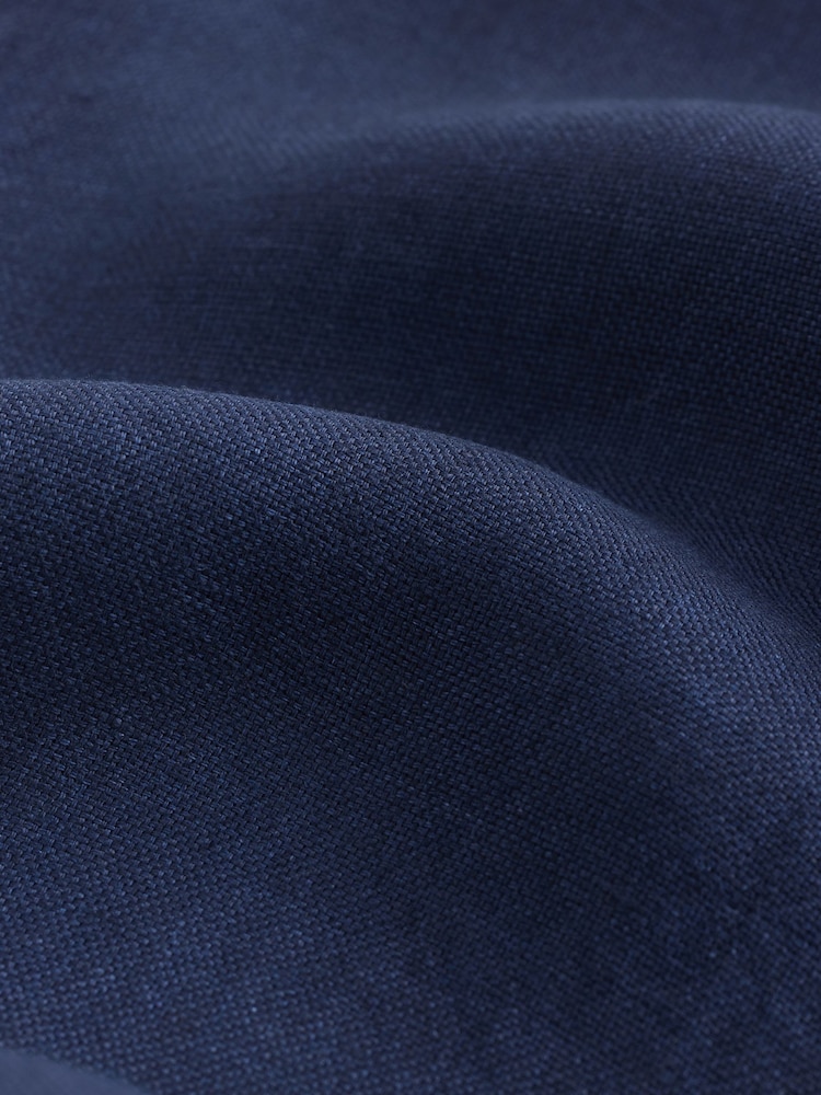 Blue Regular Fit Signature Basket Weave Linen Short Sleeve Shirt - Image 6 of 6 Blue Regular Fit Signature Basket Weave Linen Short Sleeve Shirt - Image 6 of 6