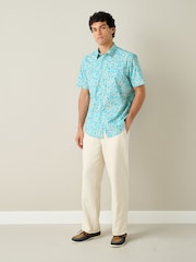 Blue Multicolour Ditsy Regular Fit Cotton Short Sleeve Print Shirt - Image 2 of 8