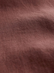 Brown Regular Fit Signature Basket Weave Linen Short Sleeve Shirt - Image 6 of 6