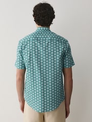 Green Sun Geometric Regular Fit Cotton Rich Easy Care Print Smart Shirt - Image 4 of 8