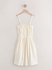 Butter Yellow Square Neck Shirred Strappy Mini Dress - Image 6 of 9