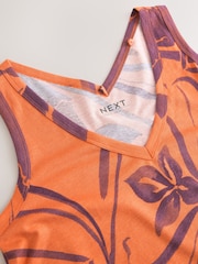 Narandžasti Cvetni uzorak  - Bez rukava Izrez u obliku slova V Slouch Haljina - Slika 8 od 9