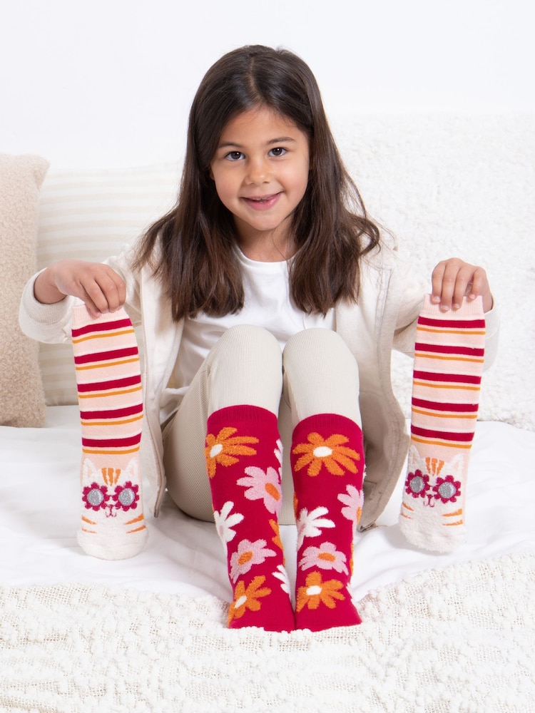 Totes Red Tosties Kids Original Slipper Socks 2 Pack - Image 1 of 4 Totes Red Tosties Kids Original Slipper Socks 2 Pack - Image 1 of 4