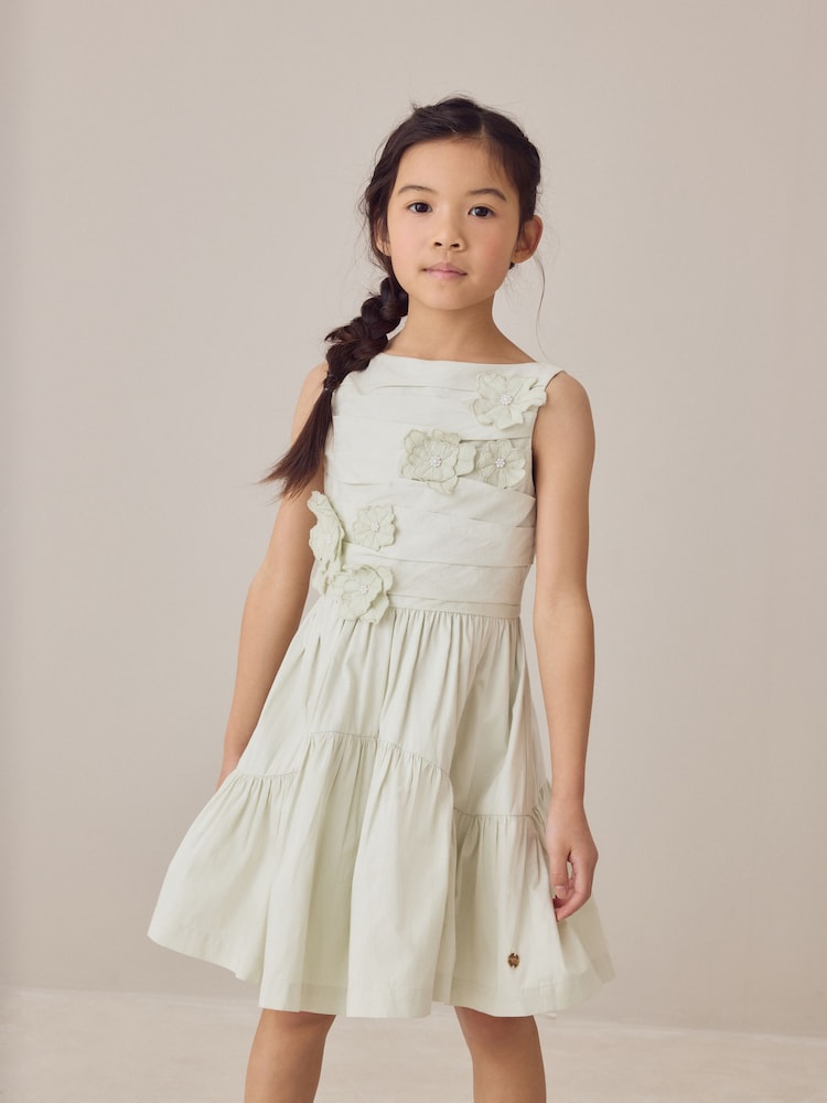 Laura Ashley Mint Green Layered Flower Embelished Dress - Image 2 of 7 Laura Ashley Mint Green Layered Flower Embelished Dress - Image 2 of 7