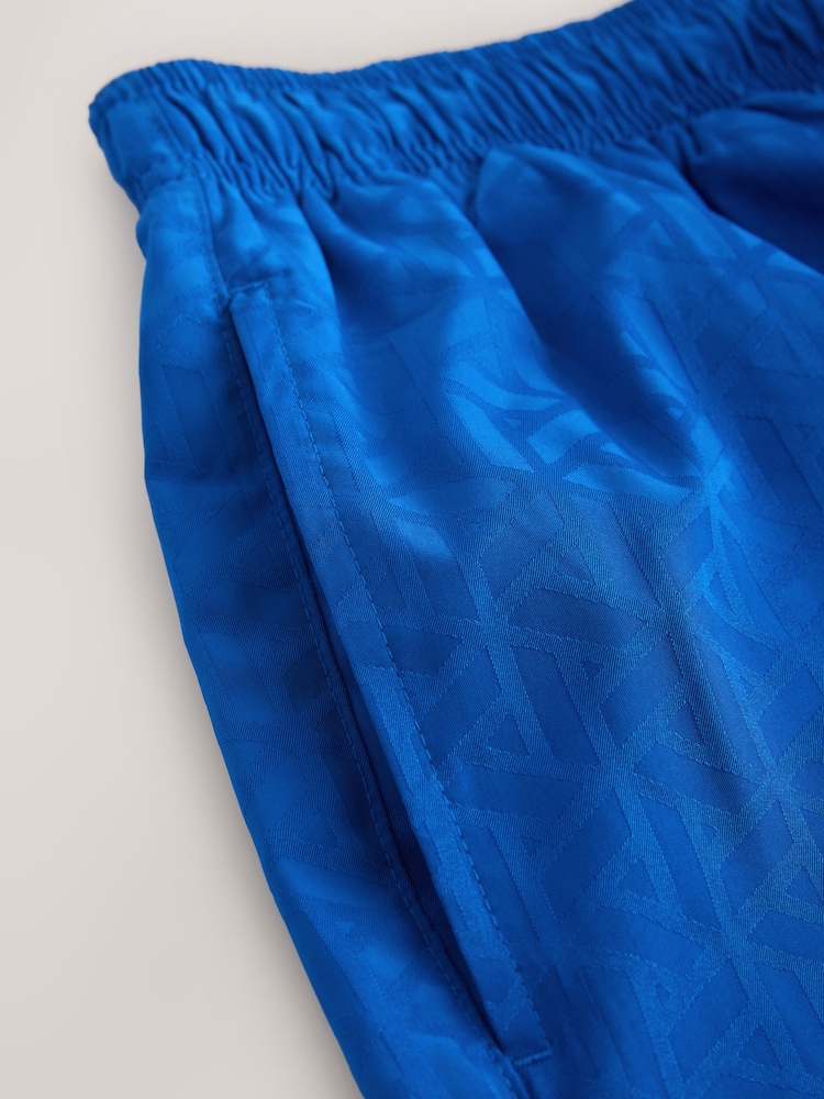 Blue Geometric Jacquard 5 Inch Swim Shorts - Image 10 of 10
