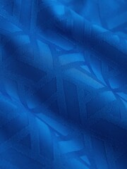 Blue Geometric Jacquard 5 Inch Swim Shorts - Image 9 of 10