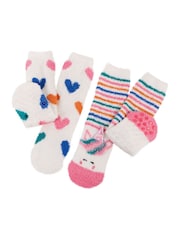 Totes White Toasties Girls Super Soft Slipper Socks 2 Pack - Image 3 of 4