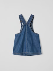 Polarn O. Pyret Blue Cotton Denim Dungaree Dress - Image 4 of 5