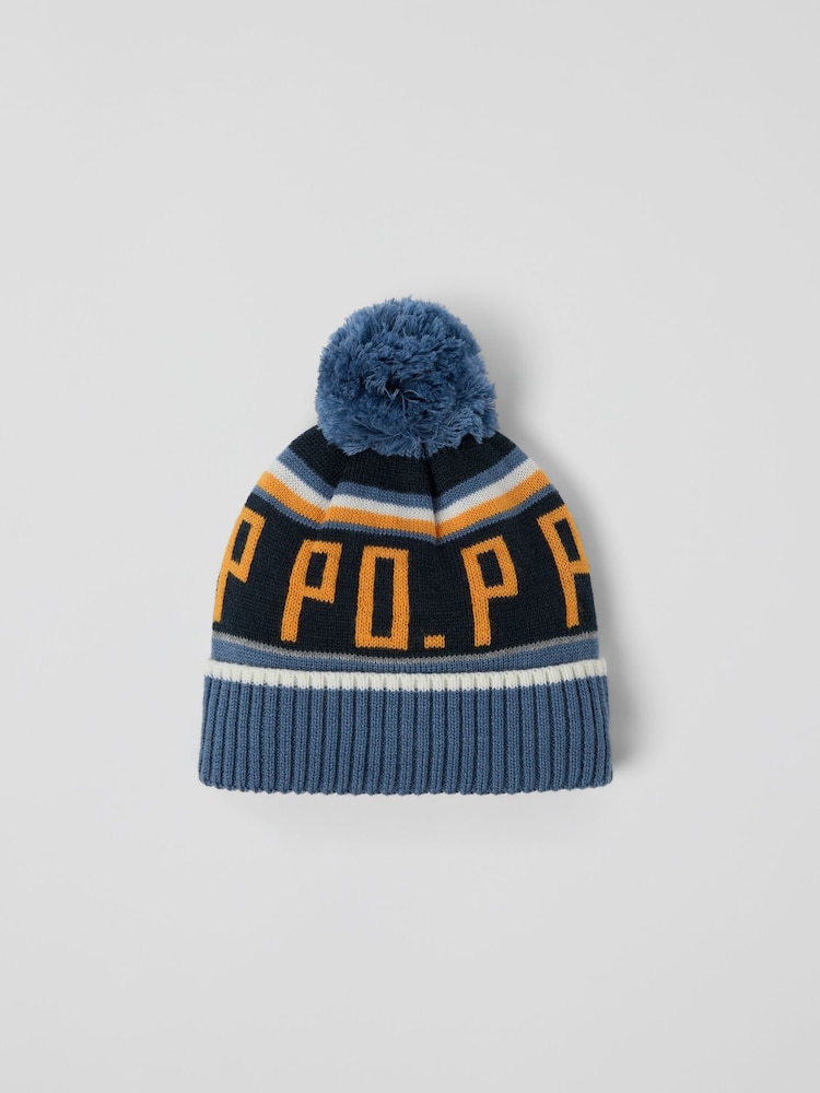 Polarn O. Pyret Blue Wool Blend Bobble Hat - Image 1 of 3 Polarn O. Pyret Blue Wool Blend Bobble Hat - Image 1 of 3