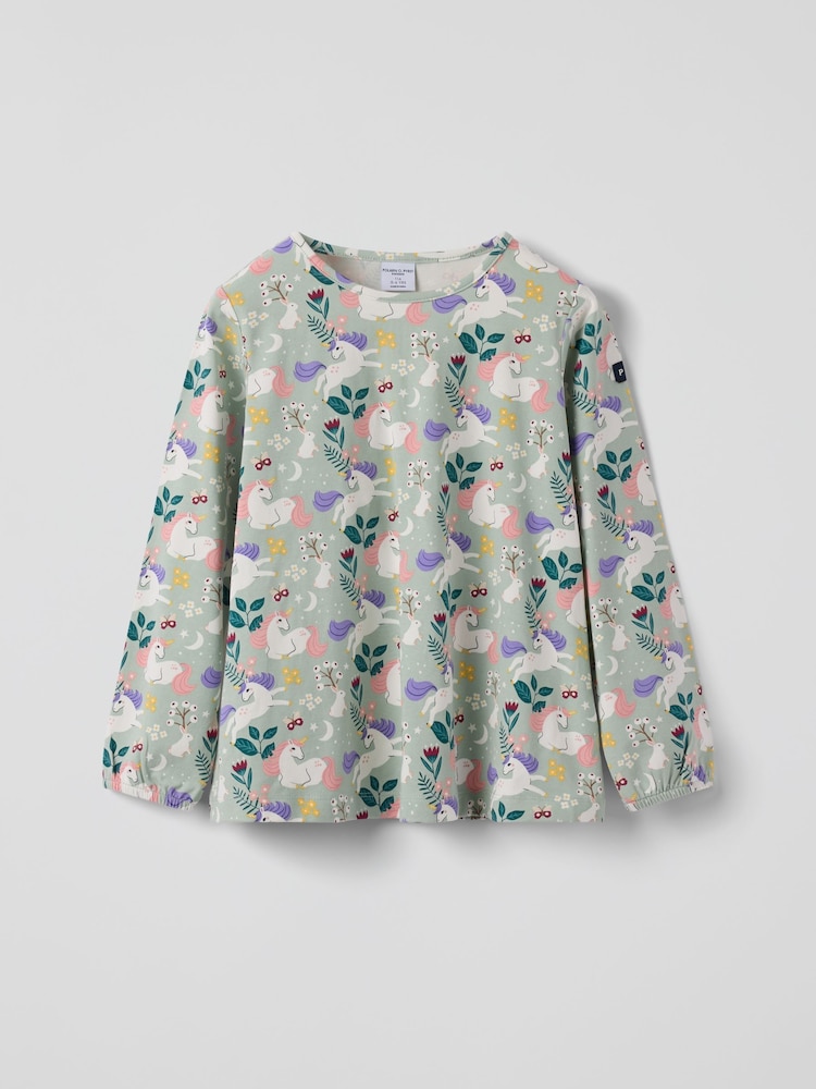 Polarn O. Pyret Green Unicorn Print Top - Image 1 of 3 Polarn O. Pyret Green Unicorn Print Top - Image 1 of 3