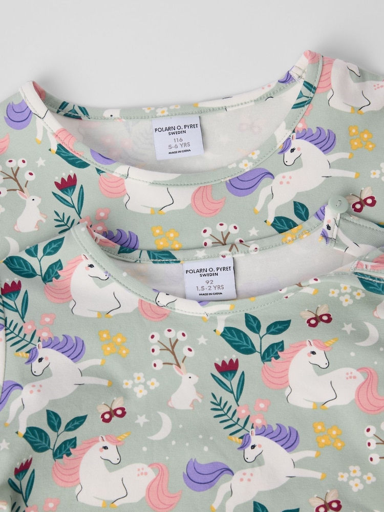 Polarn O. Pyret Green Unicorn Print Top - Image 3 of 3 Polarn O. Pyret Green Unicorn Print Top - Image 3 of 3