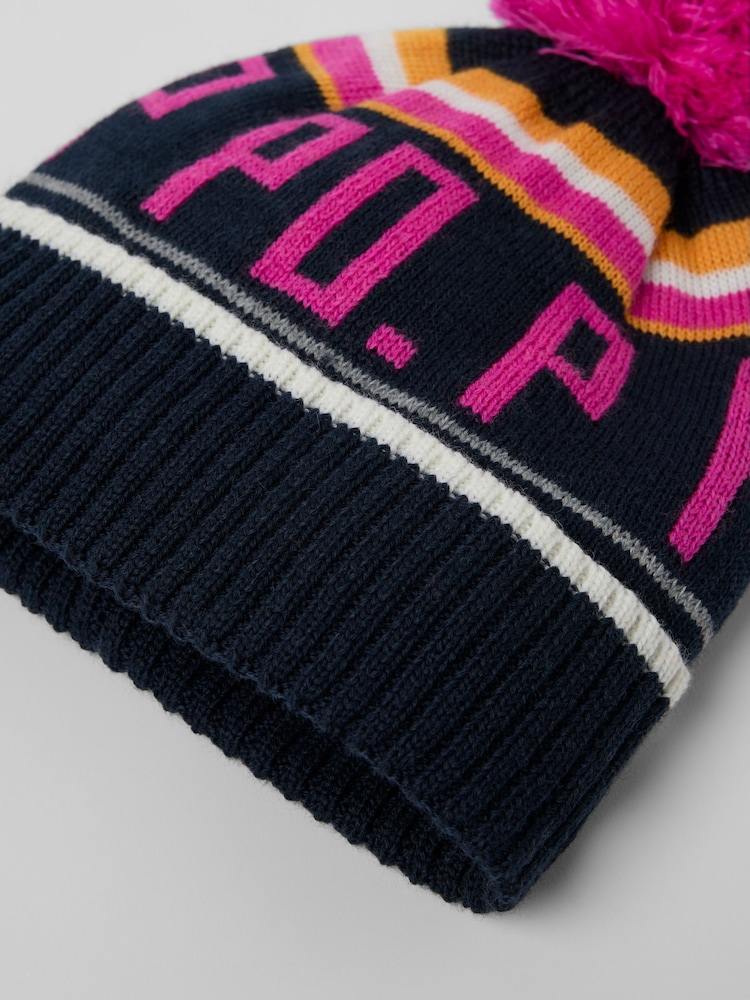 Polarn O. Pyret Pink Wool Blend Bobble Hat - Image 2 of 3 Polarn O. Pyret Pink Wool Blend Bobble Hat - Image 2 of 3