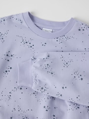 Polarn O. Pyret Purple Cotton Lavender Print Sweat Top - Image 2 of 2