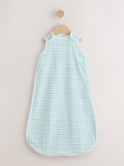 Green/Pink Gingham Bows 0.5 Tog Sleeveless Baby Sleep Bag - Image 1 of 6