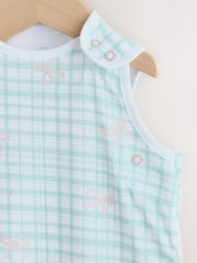 Green/Pink Gingham Bows 0.5 Tog Sleeveless Baby Sleep Bag - Image 3 of 6