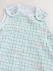 Green/Pink Gingham Bows 0.5 Tog Sleeveless Baby Sleep Bag - Image 4 of 6