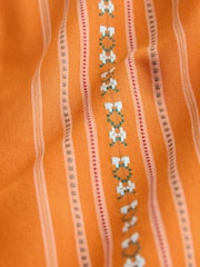 Orange Embroidered Stripe Swim Shorts With Cotton 5" - Image 4 of 4