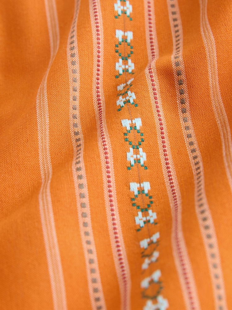 Orange Embroidered Stripe Swim Shorts With Cotton 5" - Image 4 of 4 Orange Embroidered Stripe Swim Shorts With Cotton 5" - Image 4 of 4
