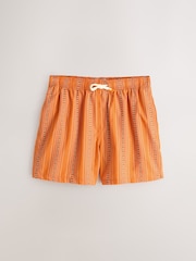 Orange Embroidered Stripe Swim Shorts With Cotton 5" - Image 7 of 10