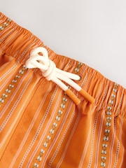 Orange Embroidered Stripe Swim Shorts With Cotton 5" - Image 8 of 10