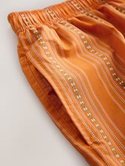 Orange Embroidered Stripe Swim Shorts With Cotton 5" - Image 9 of 10