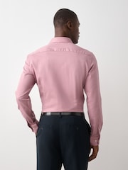 Pink Slim Fit Cotton Rich Textured Easy Care Smart Shirt - Image 4 of 9