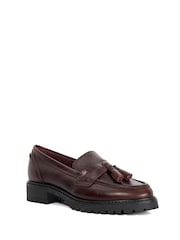 Dune London Red Gracelyn Cleated Tassel Loafers - Image 3 of 6