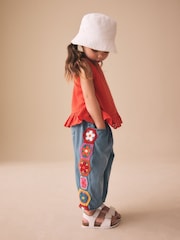 Denim Crochet - Embroidered Barrel Jeans (3mths-7yrs) - Imaginea 1 din 8
