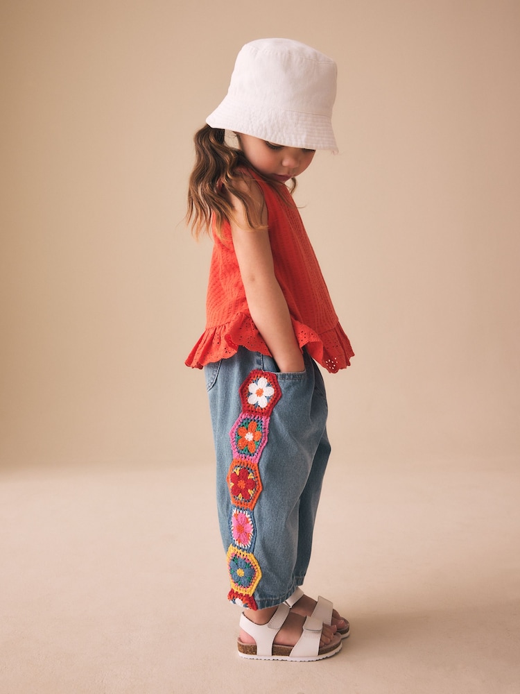 Denim Crochet - Embroidered Barrel Jeans (3mths-7yrs) - Imaginea 1 din 8