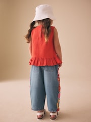 Denim Crochet - Embroidered Barrel Jeans (3mths-7yrs) - Imaginea 3 din 8