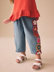 Denim Crochet - Embroidered Barrel Jeans (3mths-7yrs) - Imaginea 4 din 8