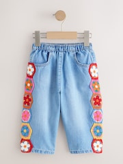 Denim Crochet - Embroidered Barrel Jeans (3mths-7yrs) - Imaginea 7 din 8