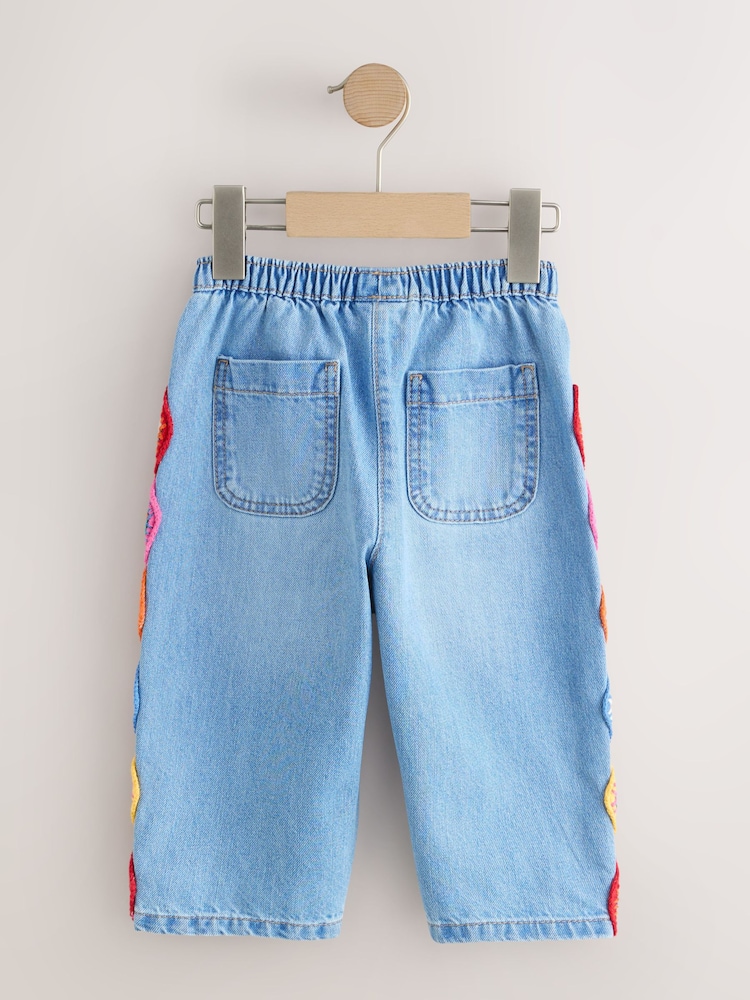 Denim Crochet - Embroidered Barrel Jeans (3mths-7yrs) - Imaginea 8 din 8